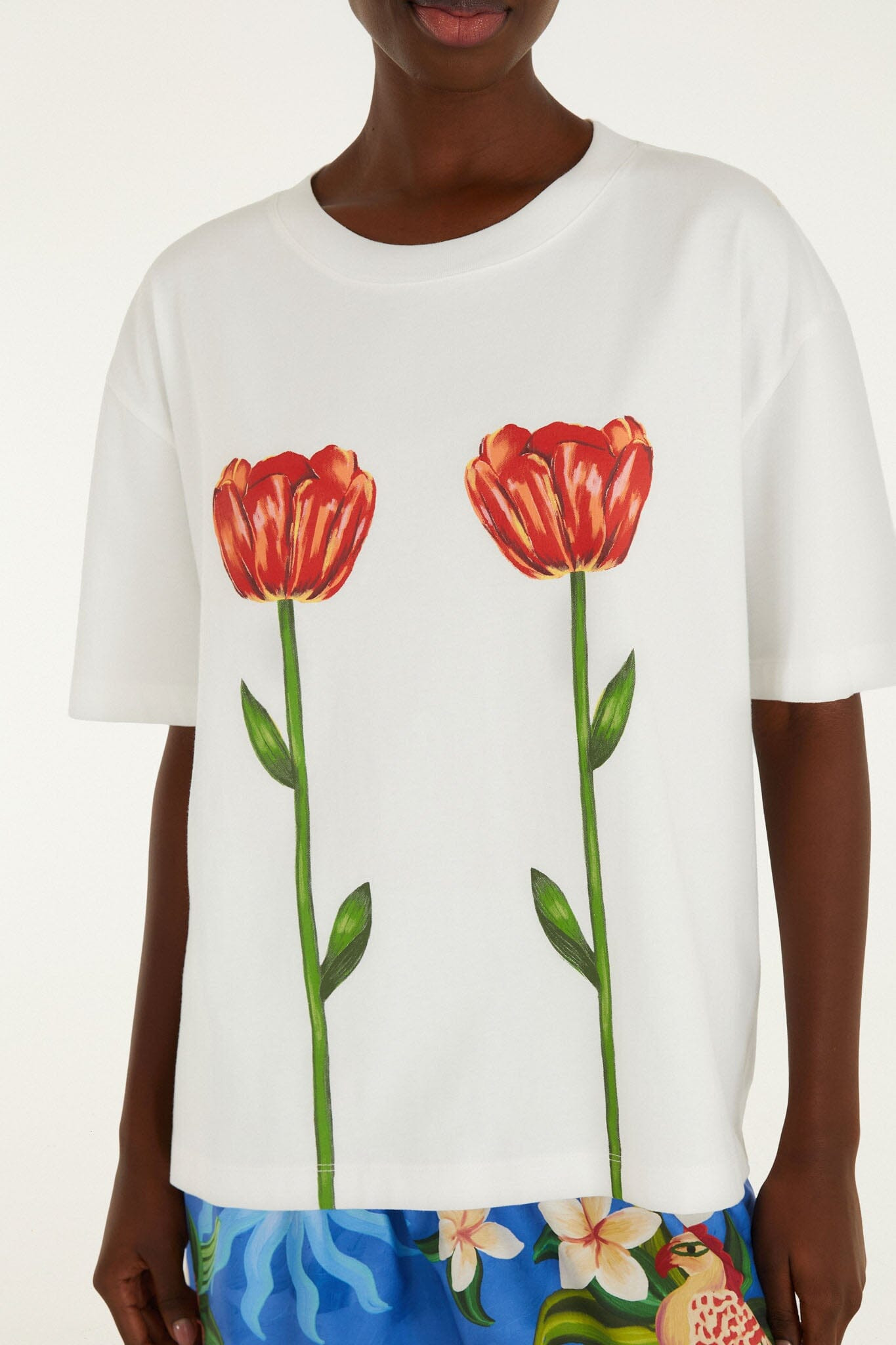 White Tropical Rose Organic Cotton T-Shirt | FARM Rio | FarmRio (US)