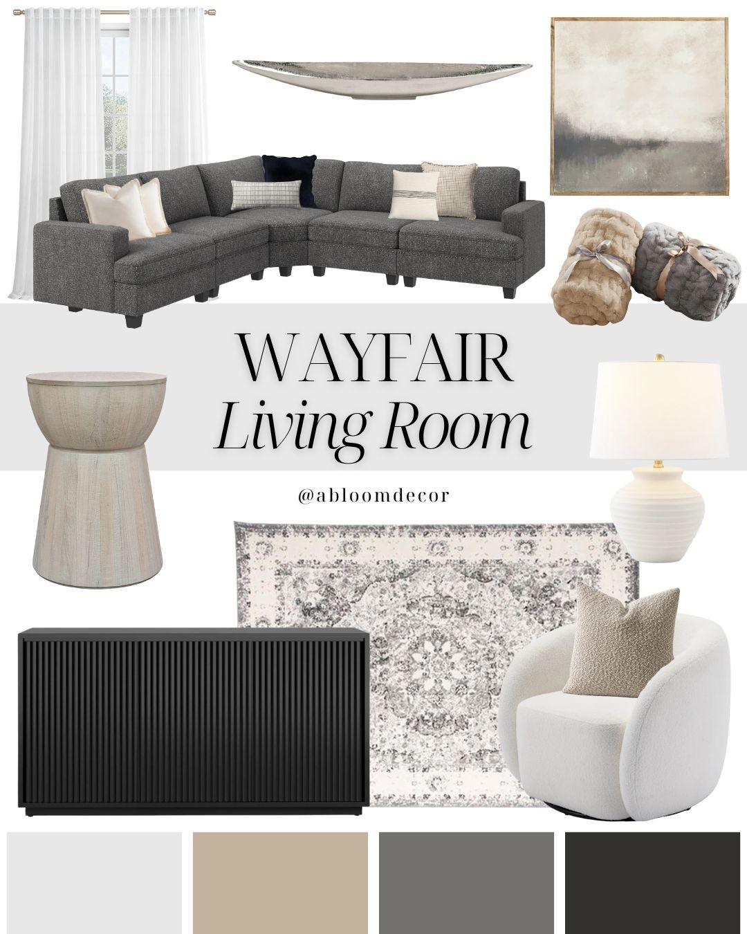 Neutral + modern living room mood board 🖤

This Wayfair design mixes cozy textures, sleek black accents, and comfy seating for the perfect refresh. Save this for your next living room makeover!

#wayfairfinds #livingroomdecor #livingroominspo #modernlivingroom #neutraldecor #homedecorinspo #livingroommakeover #decorideas

#LTKHome