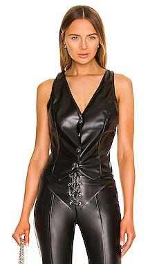 EB Denim Vegan Leather Ava Vest in Black from Revolve.com | Revolve Clothing (Global)