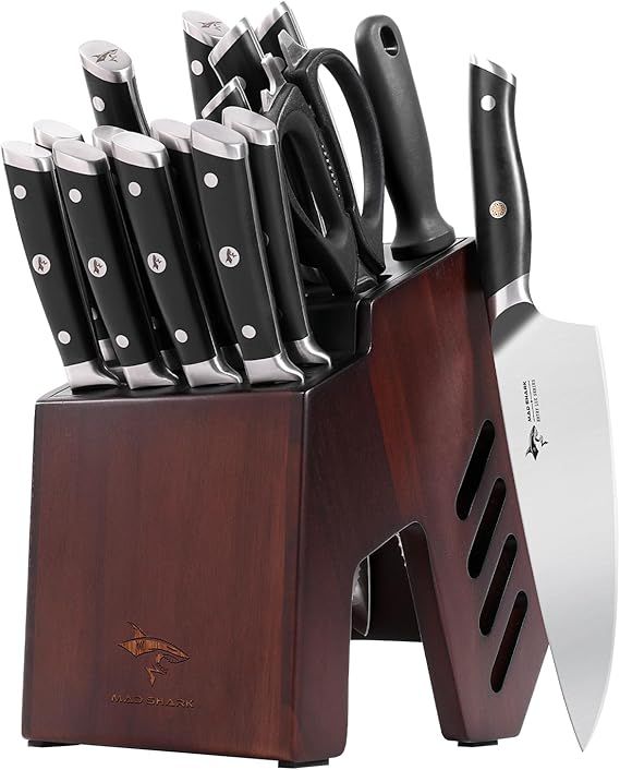 Knife Set, Professional 17 Pieces Kitchen Chef Knife Set with Block, Precision Forged High Carbon... | Amazon (US)