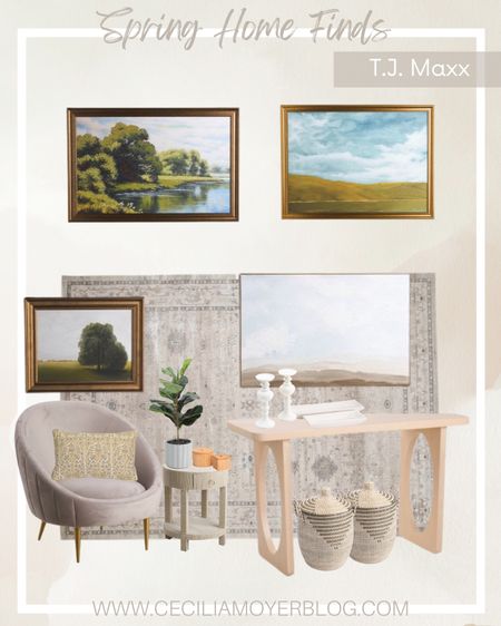 Tj maxx spring decor - living room decor - console table - lounge chair - artwork - wall decor - side table - area rug - entryway decor A foyer decor - classic style - modern vintage 

#LTKunder100 #LTKsalealert #LTKhome