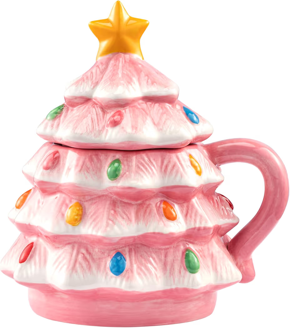 Mr. Christmas 16 oz. Nostalgic Ceramic Tree Lidded Mug - Pink | Amazon (US)
