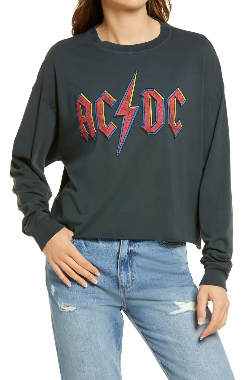 Daydreamer AC/DC Crop Graphic Sweatshirt | Nordstrom