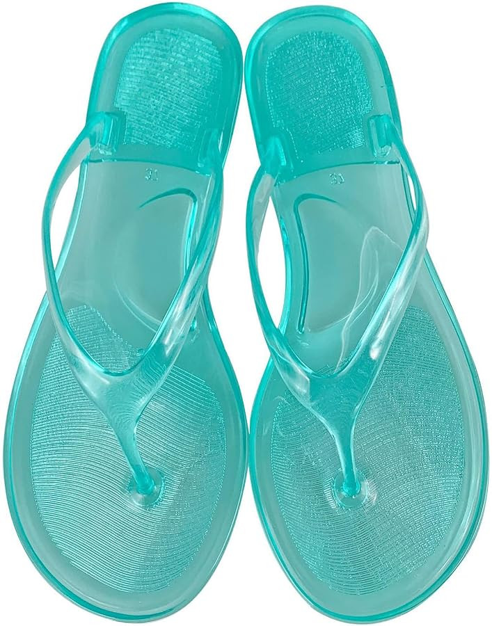 Generisch 2025 Women's Summer Transparent Jelly Crystal Flat Bottom Toe Flip Flops Beach Sandals ... | Amazon (UK)