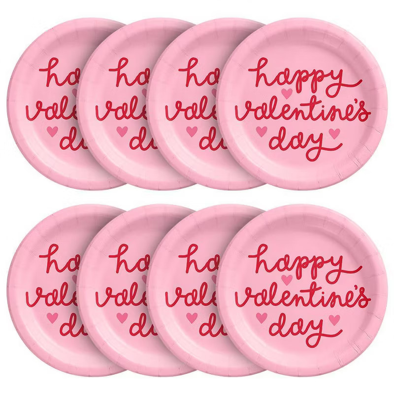 30ct 6.75" Valentines Heart Snack Plates 'Happy Valentine's Day' - Spritz™ | Target