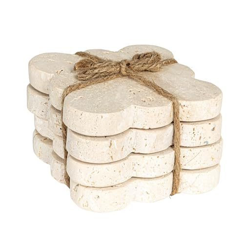 Creative Co-Op Tuscan Elegance Travertine Coaster Set, Natural, Set of 4 | Amazon (US)