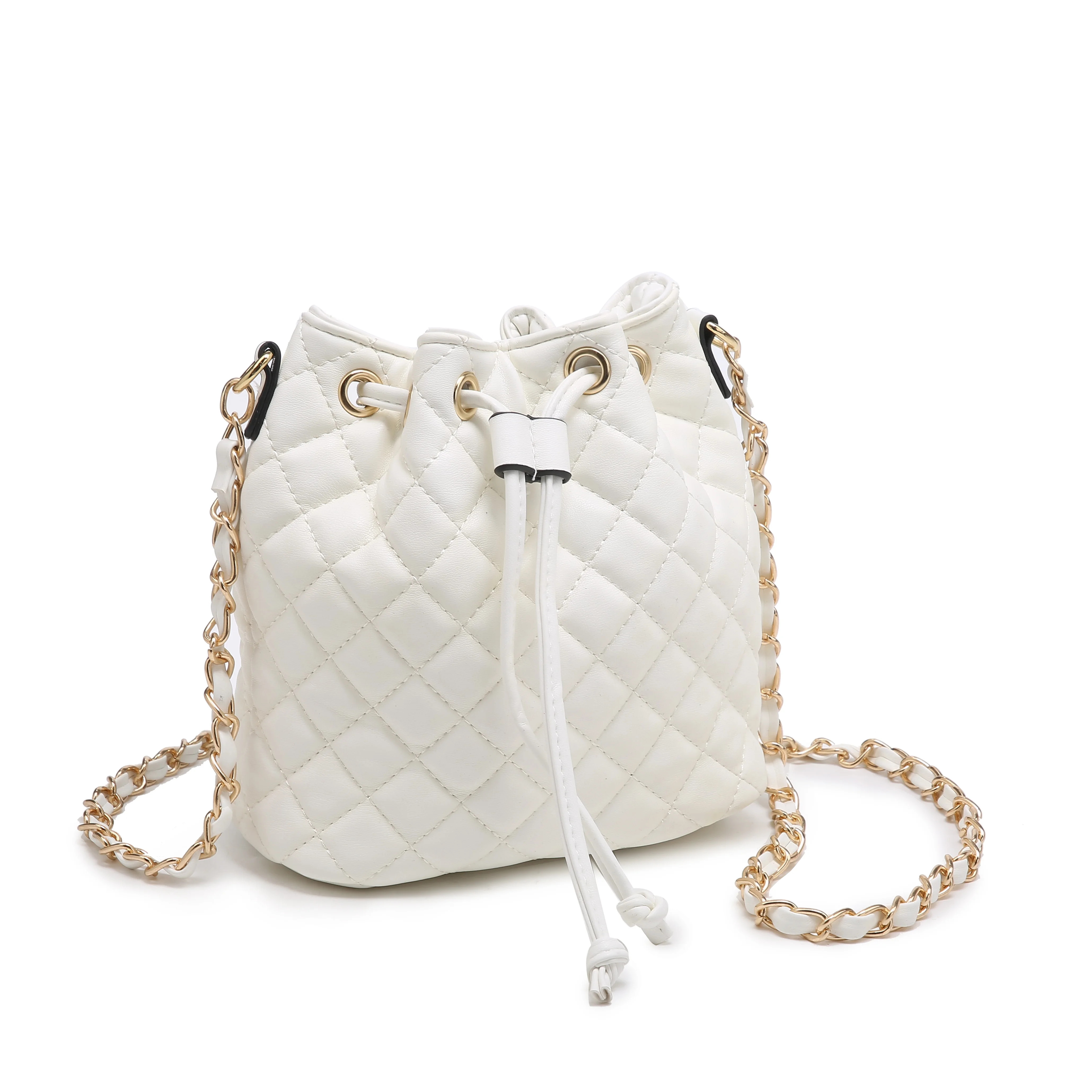 POPPY Women's Vegan Leather Quilted Crossbady Shoulder Purse Drawstring Bucket Bag Messenger Bag | Walmart (US)