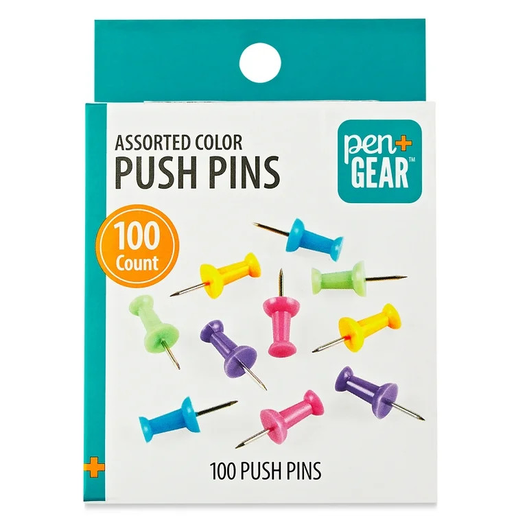 Pen+Gear Push Pins in Color Box, Colorful Plastic Head, Steel Point, 100 Count. | Walmart (US)