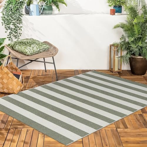LEEVAN Striped Outdoor Rug 4x6, Washable Front Porch Rug, Spring Plaid Door Mats Outside Entrance... | Amazon (US)