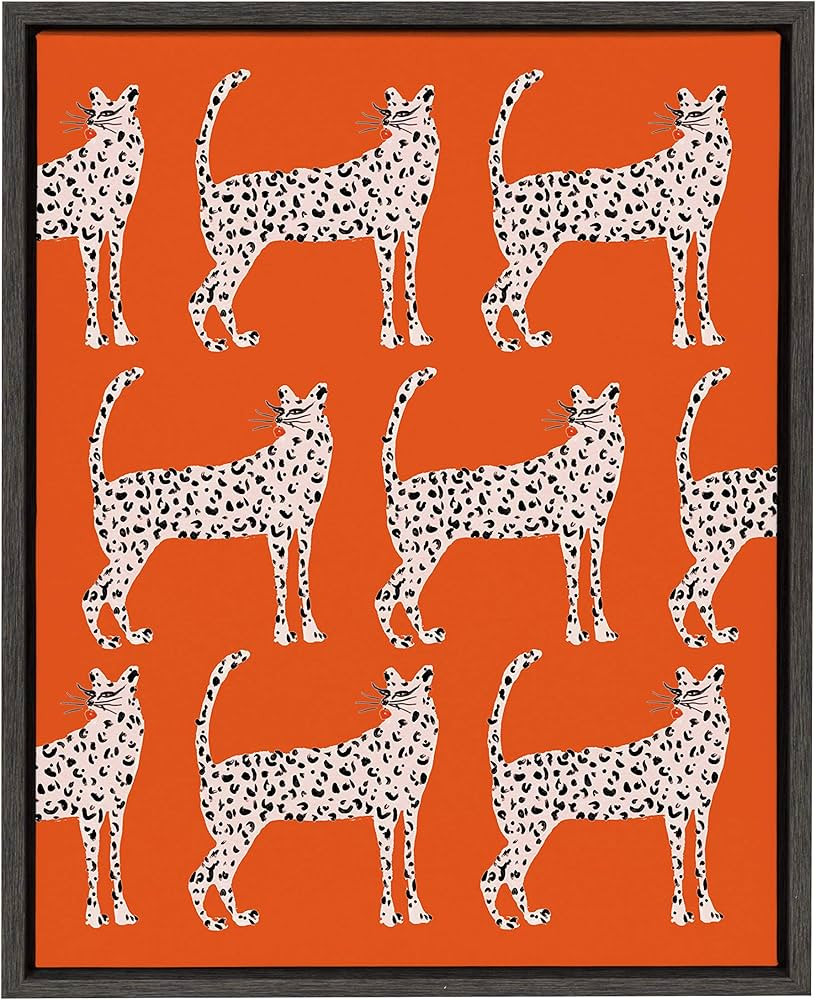 Kate and Laurel Sylvie Sassy Pink Cheetahs Framed Canvas Wall Art by Kendra Dandy of Bouffants an... | Amazon (US)