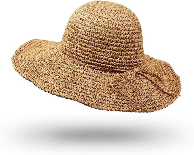 Straw Hat, Handmade Beach Wide Brim Cap Foldable Outdoor Sun Hat Beach Headwear for Adult Childre... | Amazon (US)
