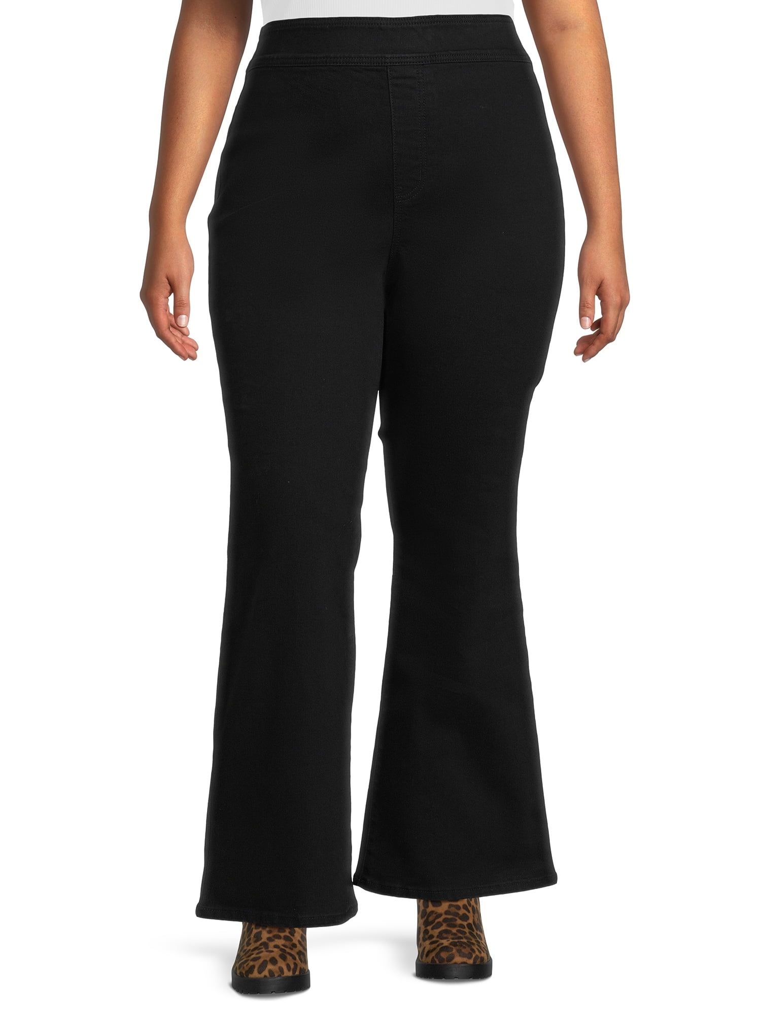 Terra & Sky Women's Plus Size Pull On Flare Jeans | Walmart (US)