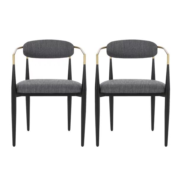 Christopher Knight Home Elmore  Fabric Upholstered Iron Dining Chairs (Set of 2) by  Charcoal/ Bl... | Walmart (US)