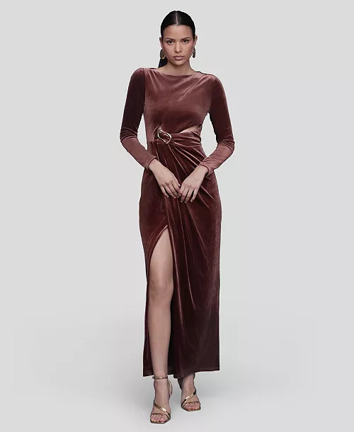 Avec Les Filles Women's Asymmetric Drape Long Sleeve Maxi Dress - Macy's | Macy's