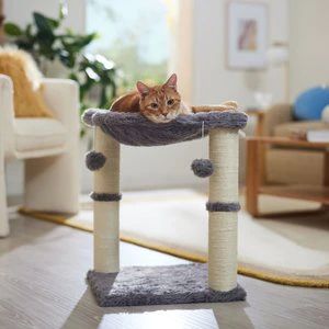 FRISCO 20-in Faux Fur Cat Tree, Gray - Chewy.com | Chewy.com