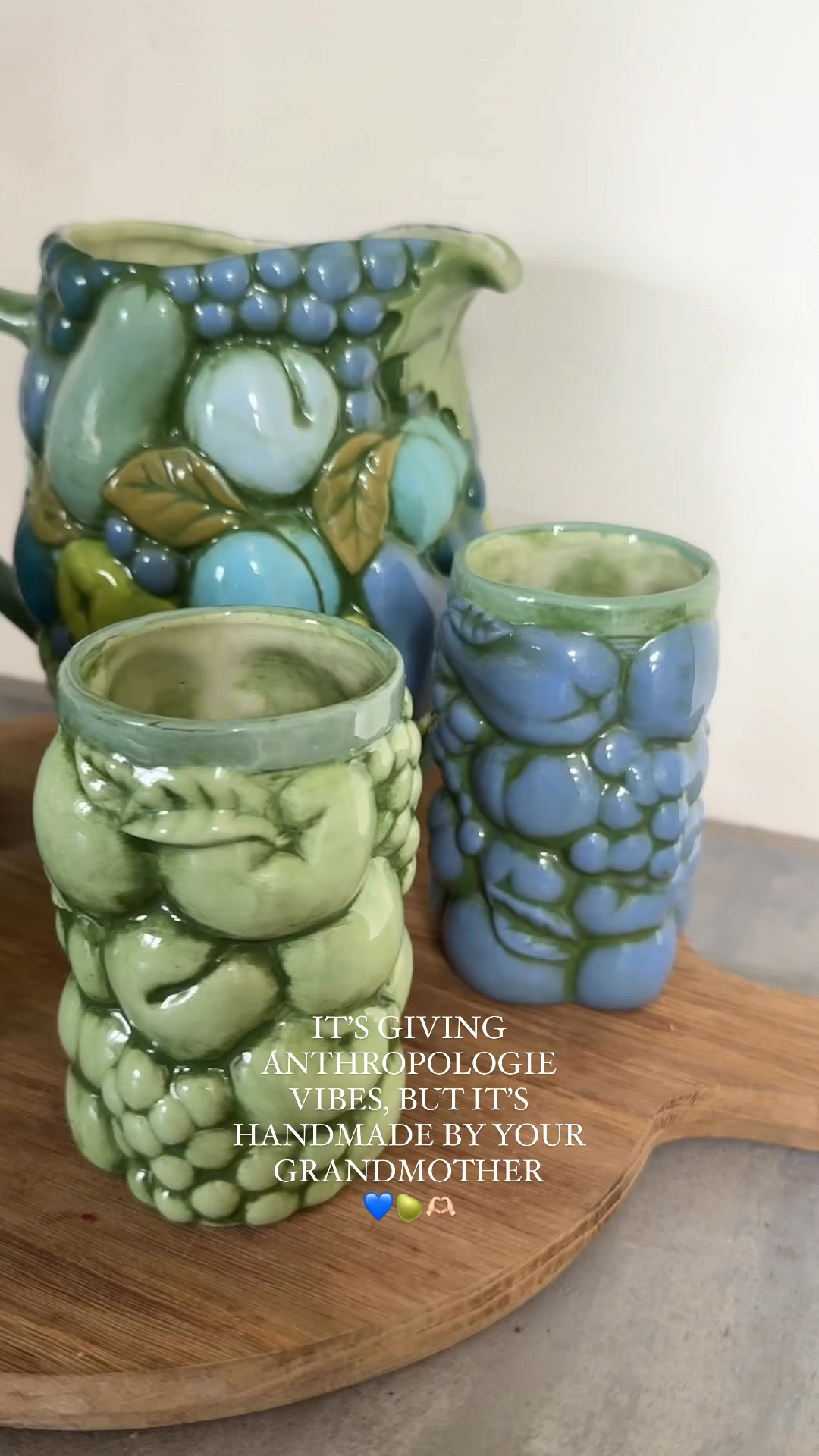 So glad I have a piece of my Grammy in this handmade pitcher & juice glass set 🍐💙🥹

She made this set in 1974! She made a lot of ceramics back in her day. I love it so much & I’m so glad to have it in our home!

My grandfather just moved to NY to be close to us & he gave me this set of hers. It’s something I’ll treasure forever!

I found lots of similar options for you! 🍐🍏🍇



#LTKGiftGuide #LTKHoliday #LTKHome