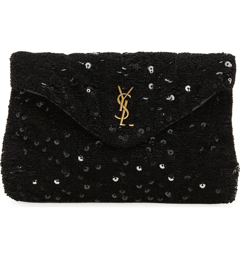 Saint Laurent Small Lou Sequin Puffer Pouch | Nordstrom | Nordstrom