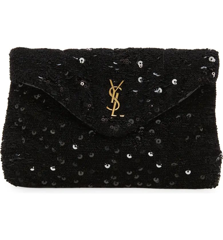Saint Laurent Small Lou Sequin Puffer Pouch | Nordstrom | Nordstrom
