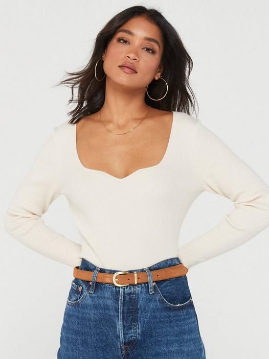 Everyday Sweetheart Neck Top - Natural | Very (UK)