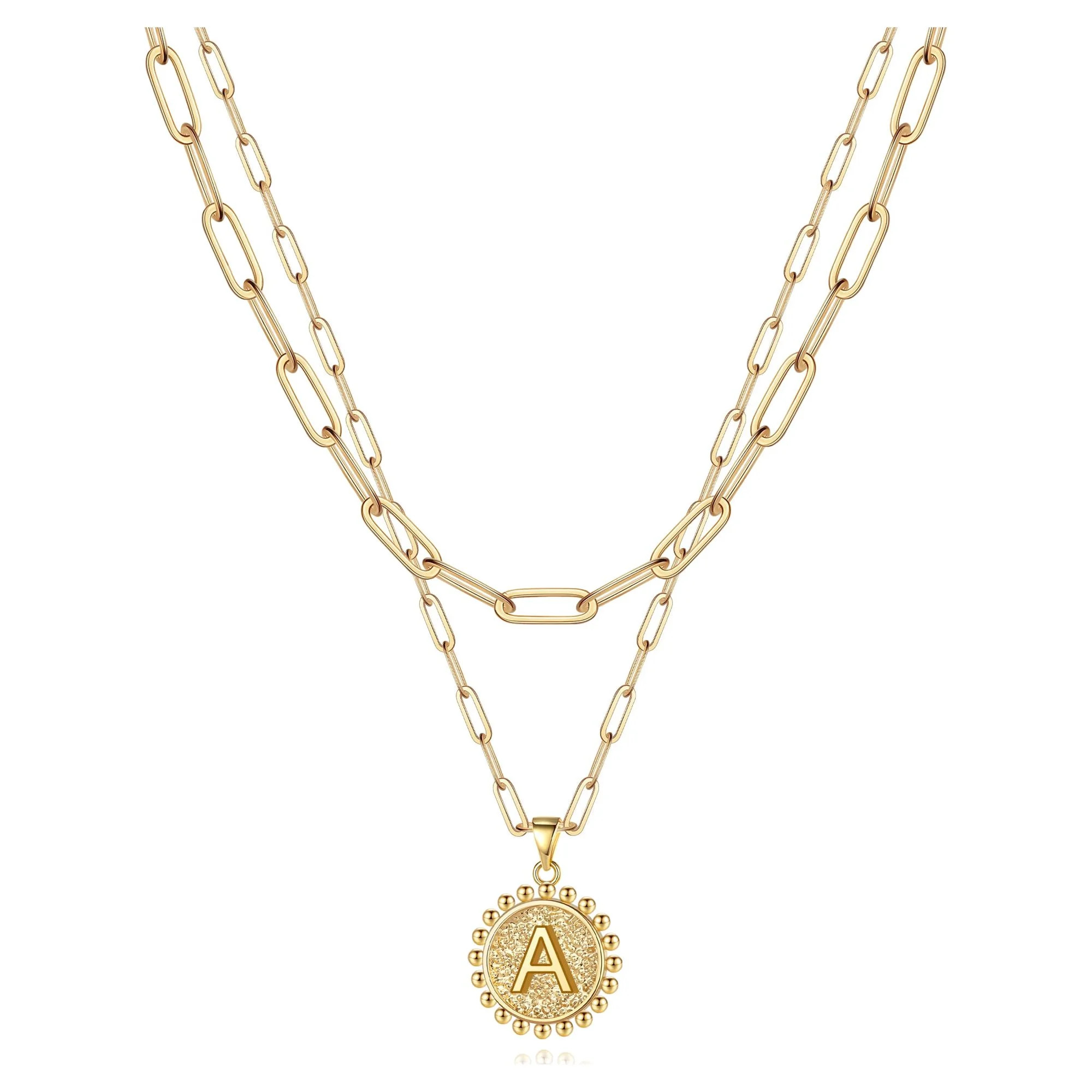 TINGN Gold Initial Necklaces for Women Girls 14K Gold Plated Dainty Layering Paperclip Link Chain... | Walmart (US)
