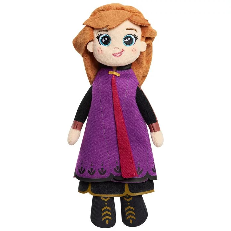Disney Frozen Talking 9.5 Inch Small Plush Toy, Anna In Her Black Travel Dress and Purple Cape, O... | Walmart (US)