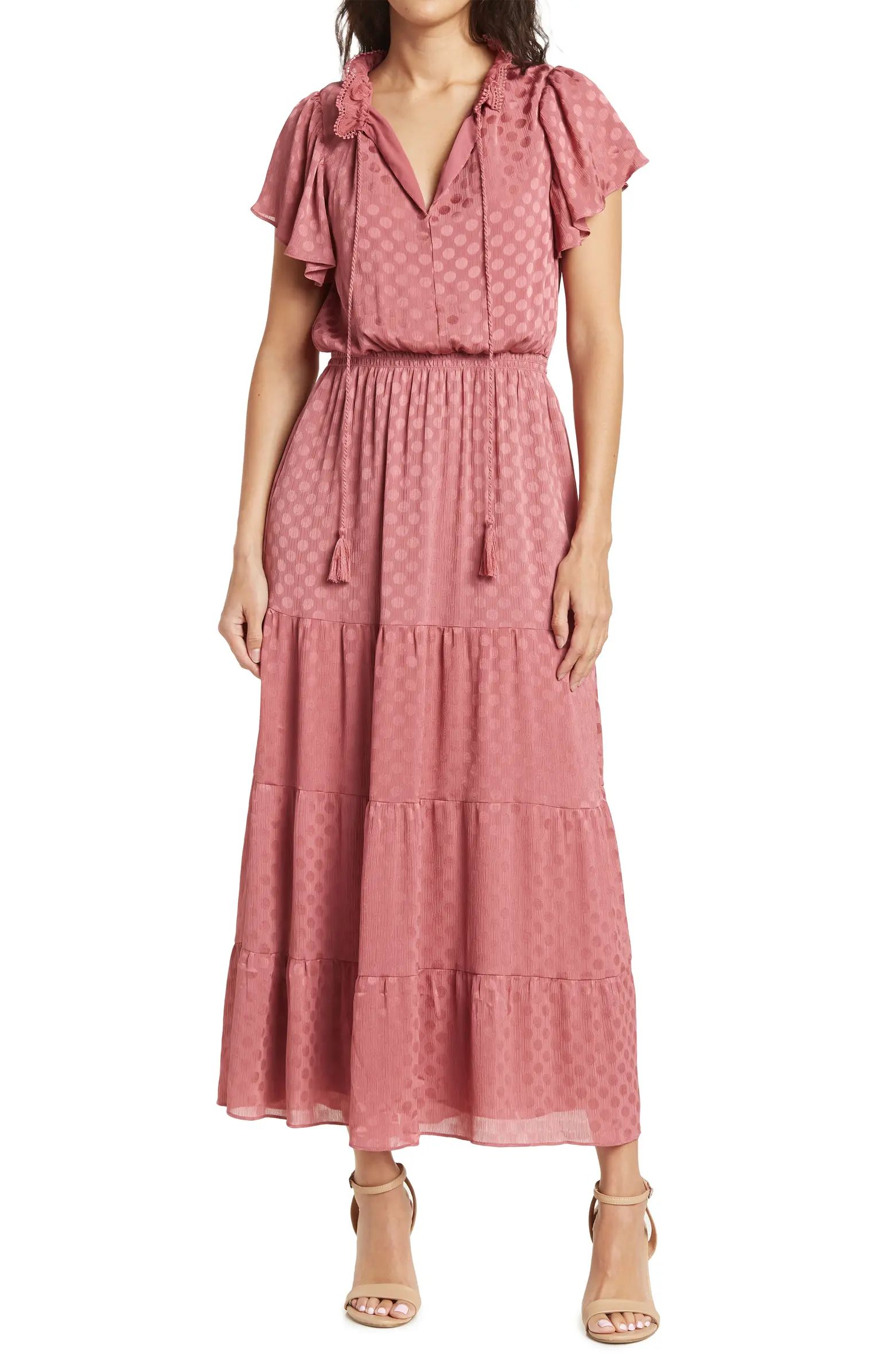 MAX STUDIO Shiny Dot Jacquard Flutter Sleeve DressMAXSTUDIO | Nordstrom Rack