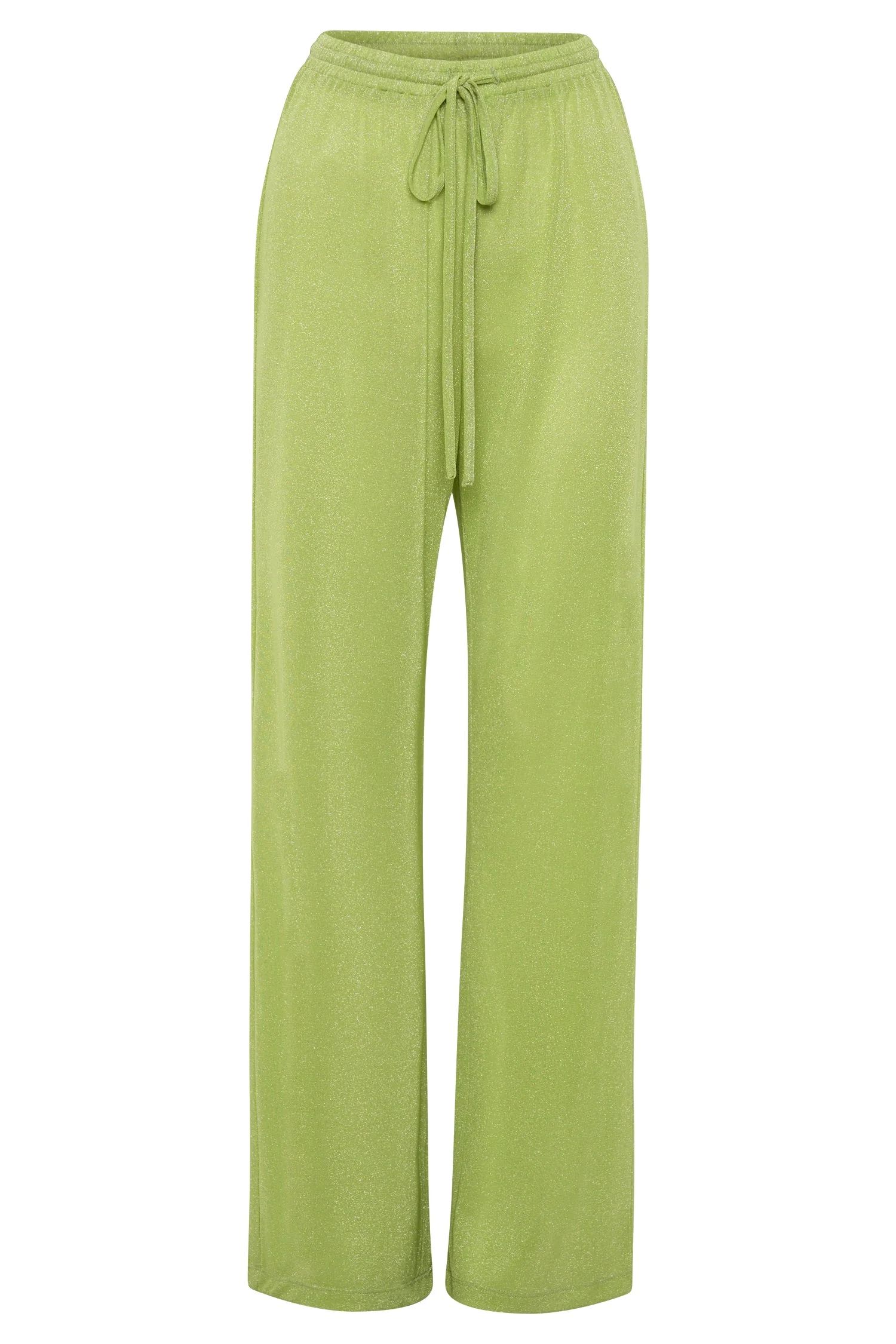 Lucille Shimmer Swim Cover Up Pants - Lime Sparkle | MESHKI US