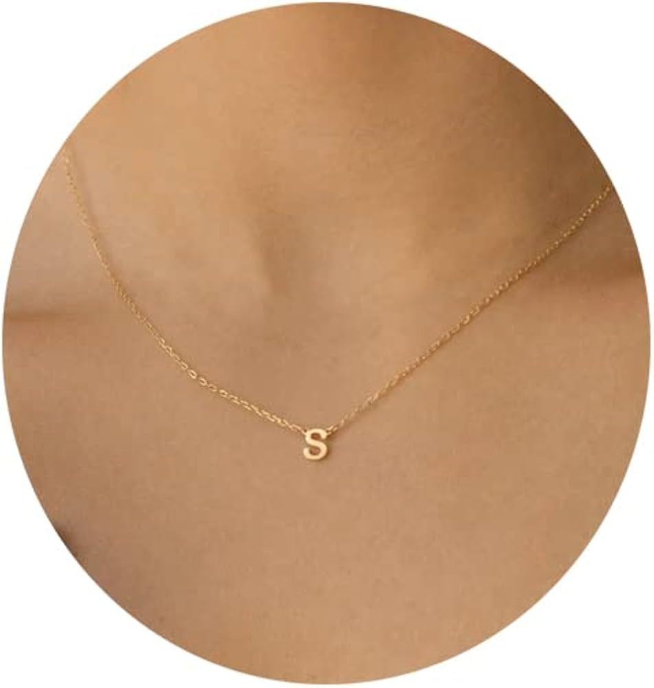 Hayopi Initial Necklaces for Women, 14k Gold Plated Letter Necklace Cute Gold Initial Necklace Da... | Amazon (US)