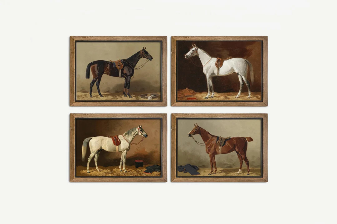Set of 4 Horse Prints Vintage Wall Art Horse Wall Art - Etsy | Etsy (US)
