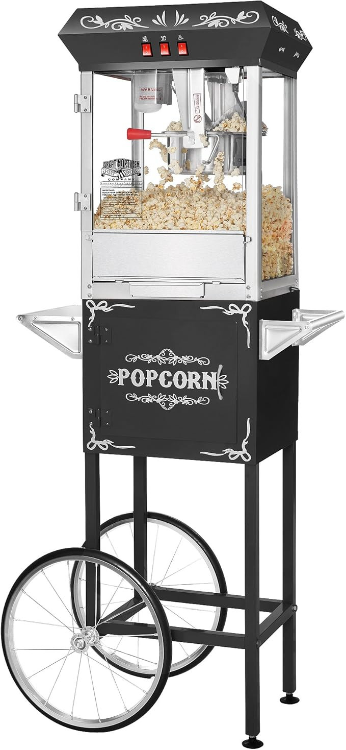 Great Northern Popcorn Black 8 oz. Ounce Foundation Vintage Style Popcorn Machine and Cart | Amazon (US)