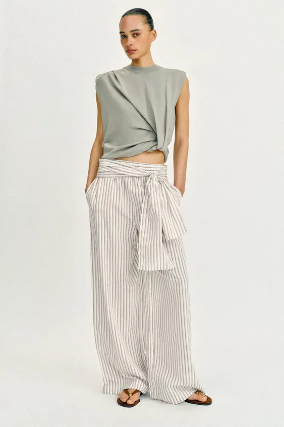 WIDE-LEG TROUSERS WITH SCARF DETAIL | Zara UK