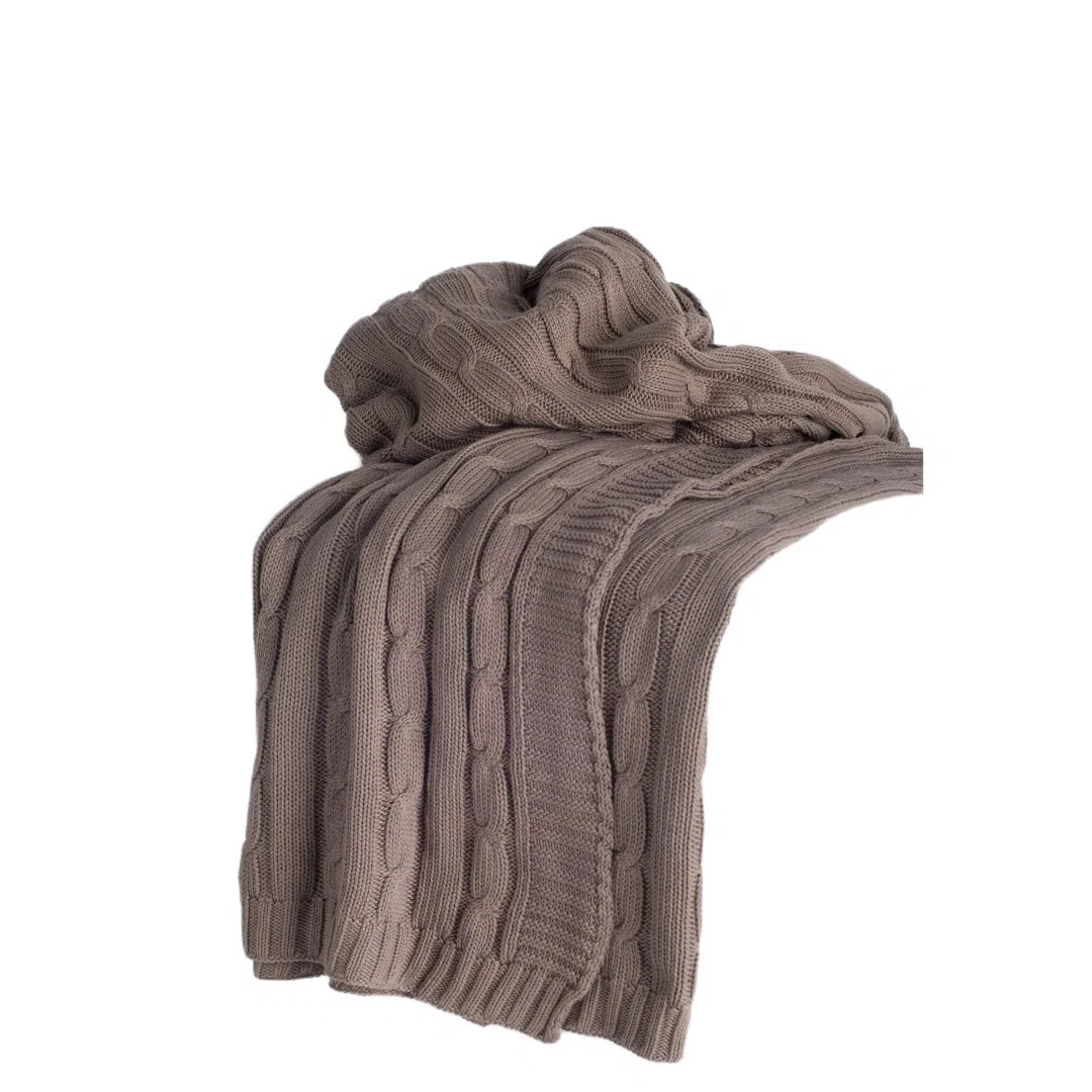 Brown Knitted 100% Cotton Throw Blanket | Wayfair North America
