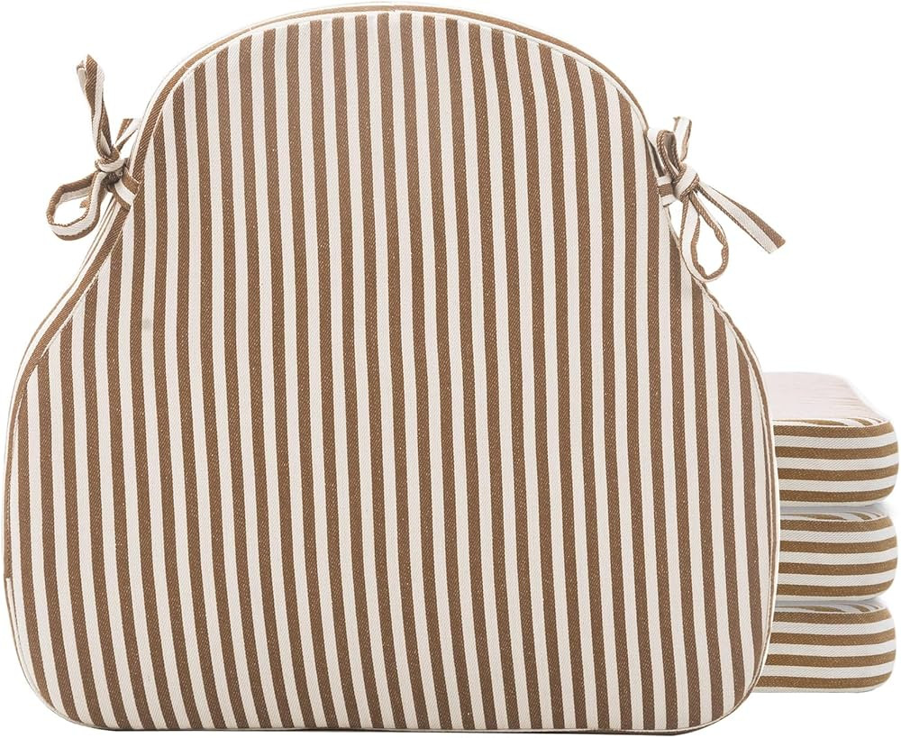 Brown Striped Winsor Chair Cushions with Ties, Dining Kitchen Chair Seat Pads Non Slip Removable ... | Amazon (CA)