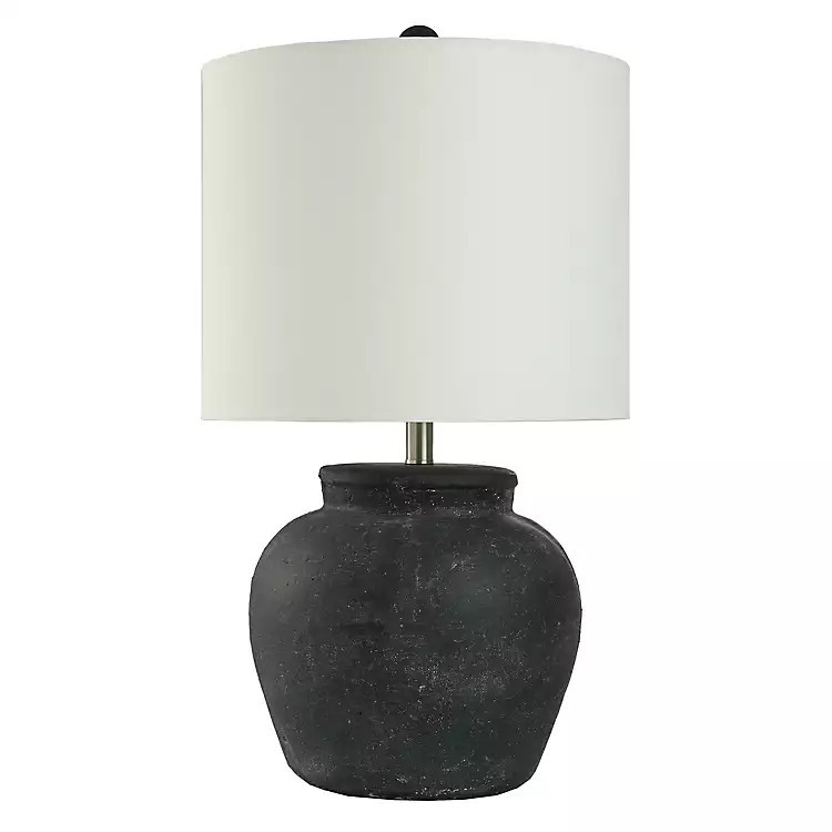 New! Distressed Black Round Table Lamp | Kirkland's Home