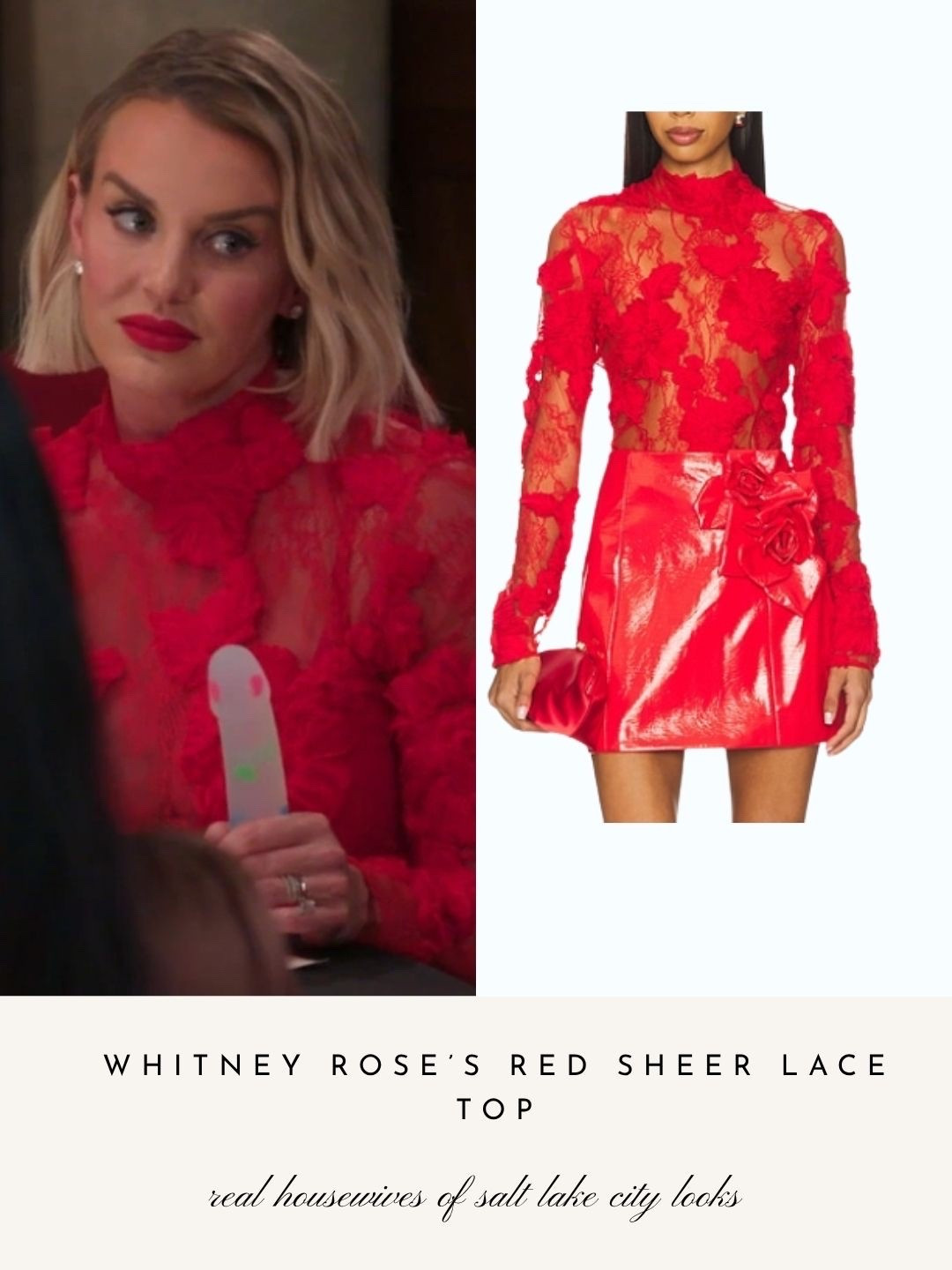 Whitney Rose’s Red Sheer Lace Top