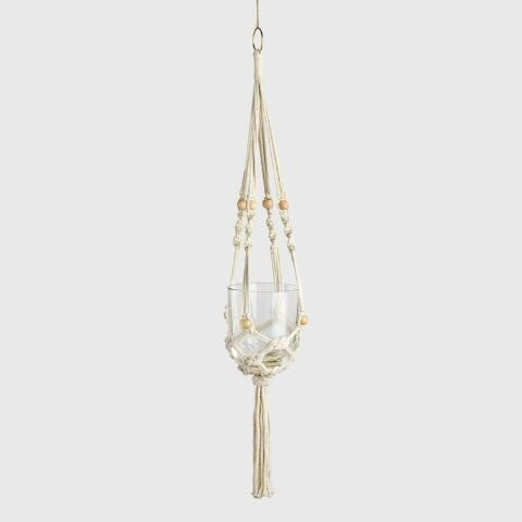 Natural Bead Macrame Plant Hanger | World Market