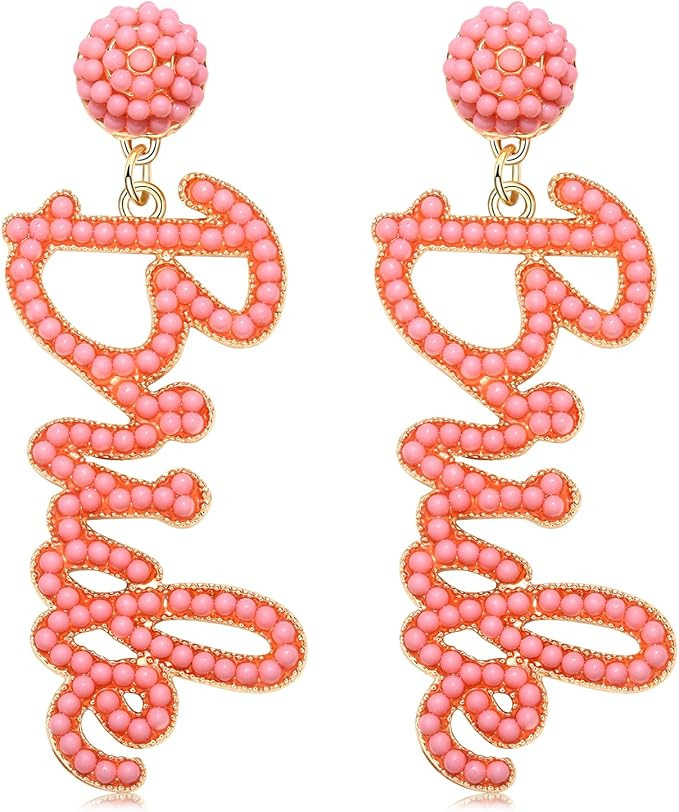 Bride Earrings Beaded Wedding Earrings for Women Delicate Letter Bride Dangle Drop Earrings Bride... | Amazon (US)