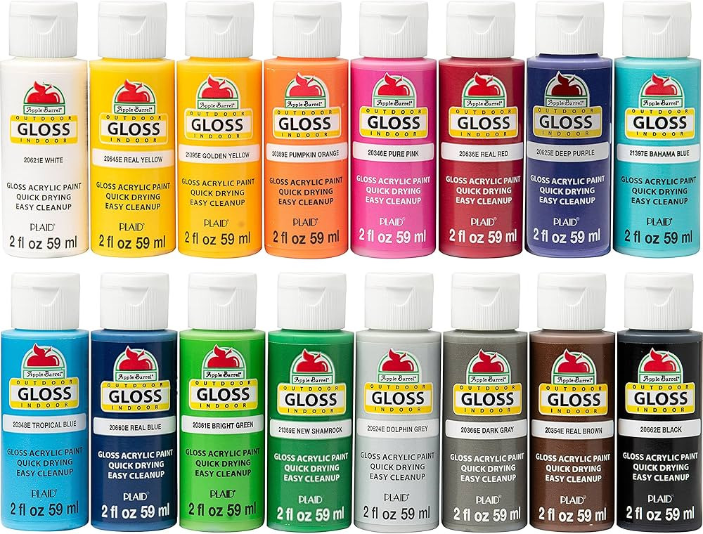 Apple Barrel Gloss Paint Set, 16 Piece (2-Ounce), PROMOABG Colors | Amazon (US)