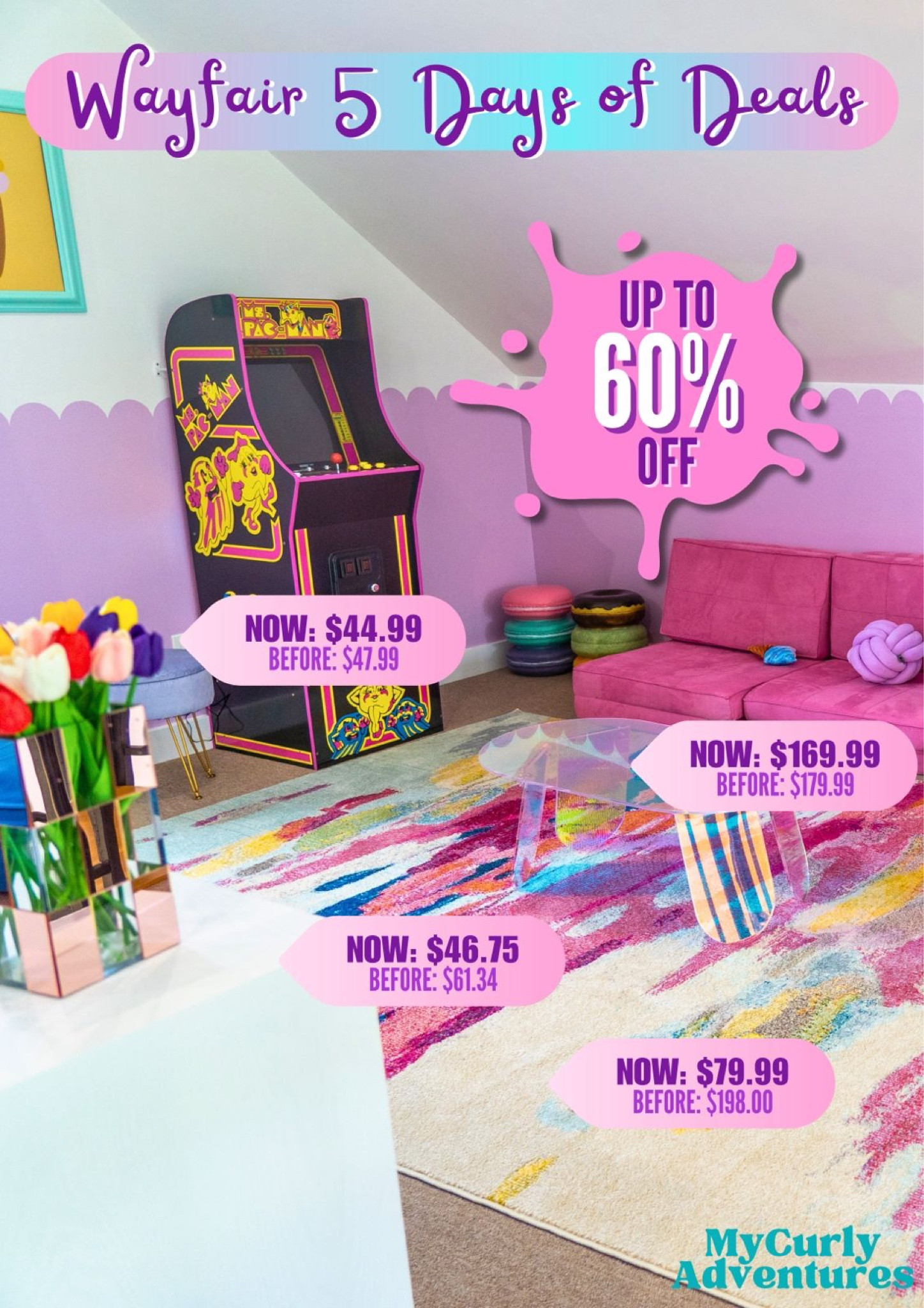 Our upstairs loft was turned into a fun entertainment area where relaxation and enjoyment go hand in hand! - multicolor woven carpet rug, acrylic oblong coffee table, silver grey ottoman chair, stackable shoe rack organizer - items are now on sale at Wayfair’s 5 Dqys of Deals!

- entertainment area, arcade game, playroom, indoor fun, modern home decor, home styling, home design inspiration, home ideas, best interior design, home accessories, furniture, house decor, fall decor, holiday decor, home accents, home styling, home design, home improvement, Wayfair sale, best Wayfair Deals

#LTKxWayfair #LTKFindsUnder50 #LTKFindsUnder100 #LTKSaleAlert #LTKKids #LTKHome #LTKStyleTip #LTKFamily