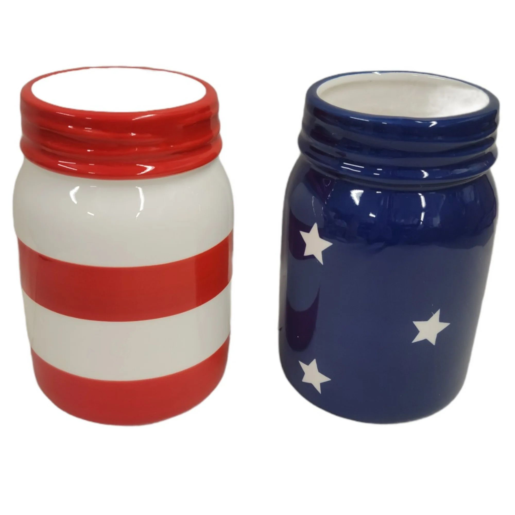 Transpac Patriotic Mason Jar Set of 2, Red Stripes/Blue Stars | Walmart (US)