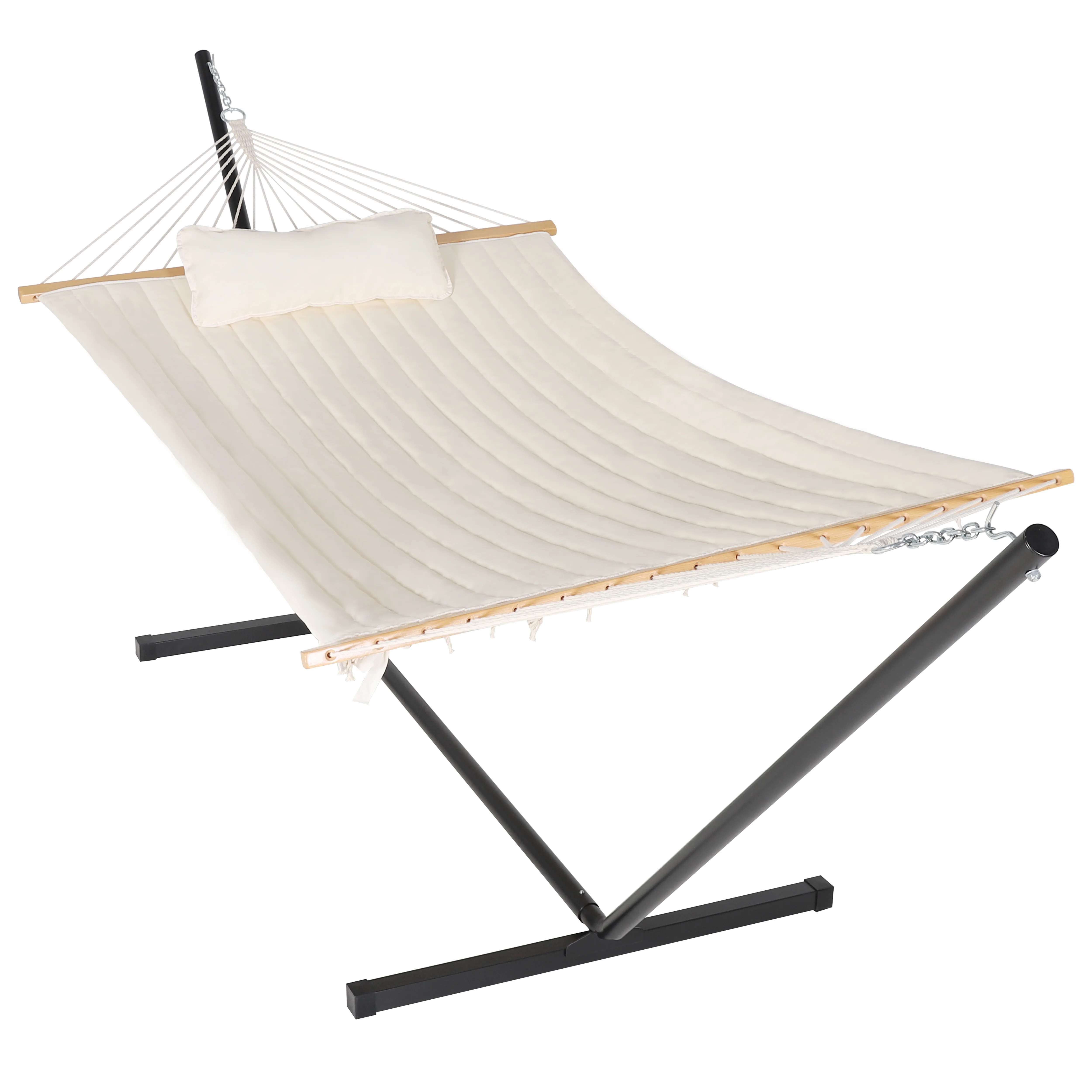 VEIKOUS 2-Person Hanging Hammock w/Steel Stand, Detachable Cotton Pad&Pillow, 450lbs Weight Capac... | Walmart (US)
