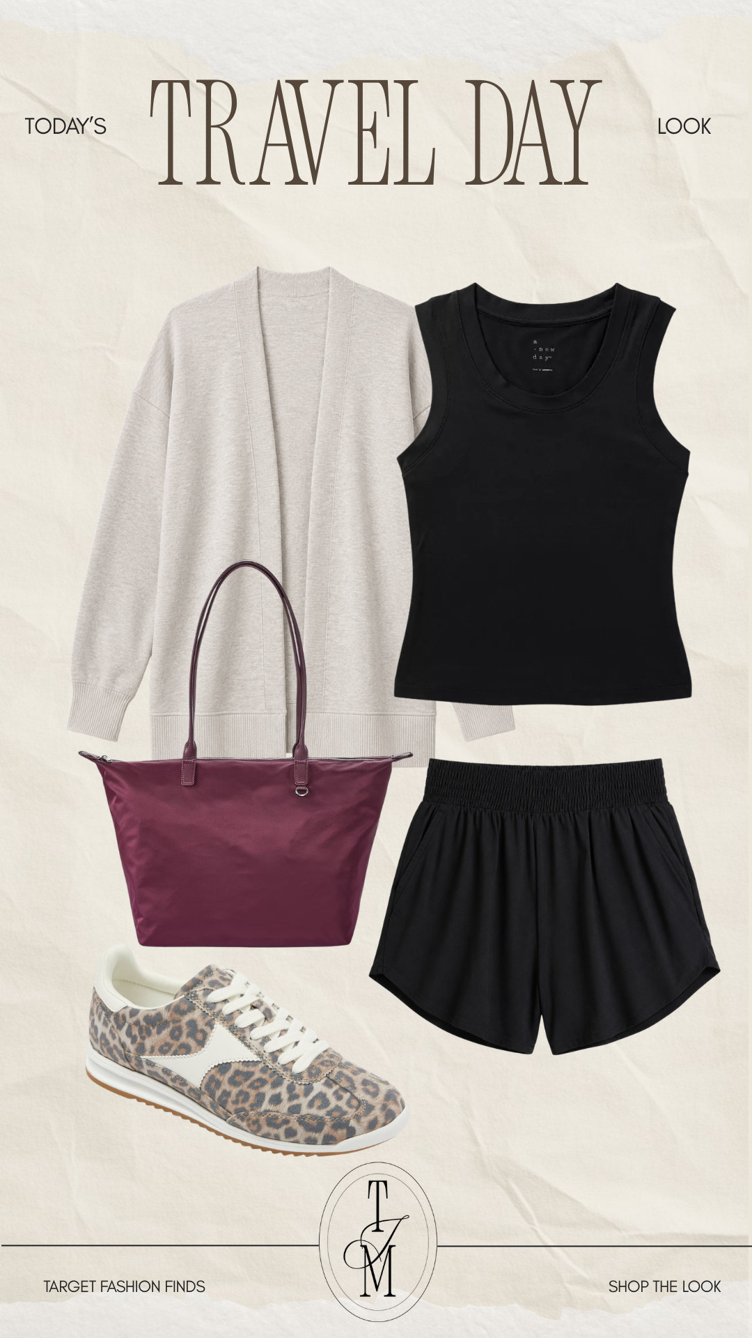 The perfect comfortable travel-day outfit - a black tank and shorts layered with a cozy cardigan, leopard sneakers and a roomy tote bag.
wedding guest dress summer, summer outfits over 40, summer dresses, country concert outfits, vacation outfits beach, date night outfits, teacher outfits, plus size fashion, work outfits, business casual workwear 

 #LTKgrwm #LTKootd #LTKSeasonal