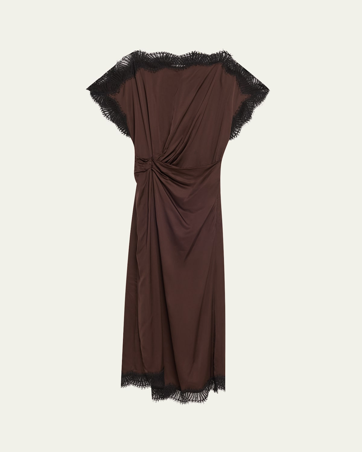 Luna Satin Lace-Trim Midi Dress | Bergdorf Goodman