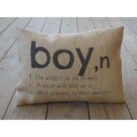 Boy definition Burlap Pillow, Nursery, new baby, kid decor, INSERT INCLUDED | Etsy (US)