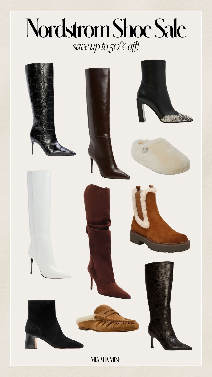 Nordstrom shoe sale
Save up to 50% off winter boots, knees high boots, shearling slippers and booties 



#LTKPetite #LTKOver40 #LTKSaleAlert