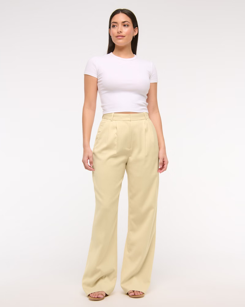 Women's Curve Love A&F Sloane Tailored Wide Leg Pant | Women's Bottoms | Abercrombie.com | Abercrombie & Fitch (US)