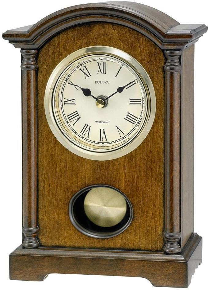 Bulova Dalton Chiming Pendulum Table Clock - Walnut Finish - Gold-Tone Accents | Amazon (US)