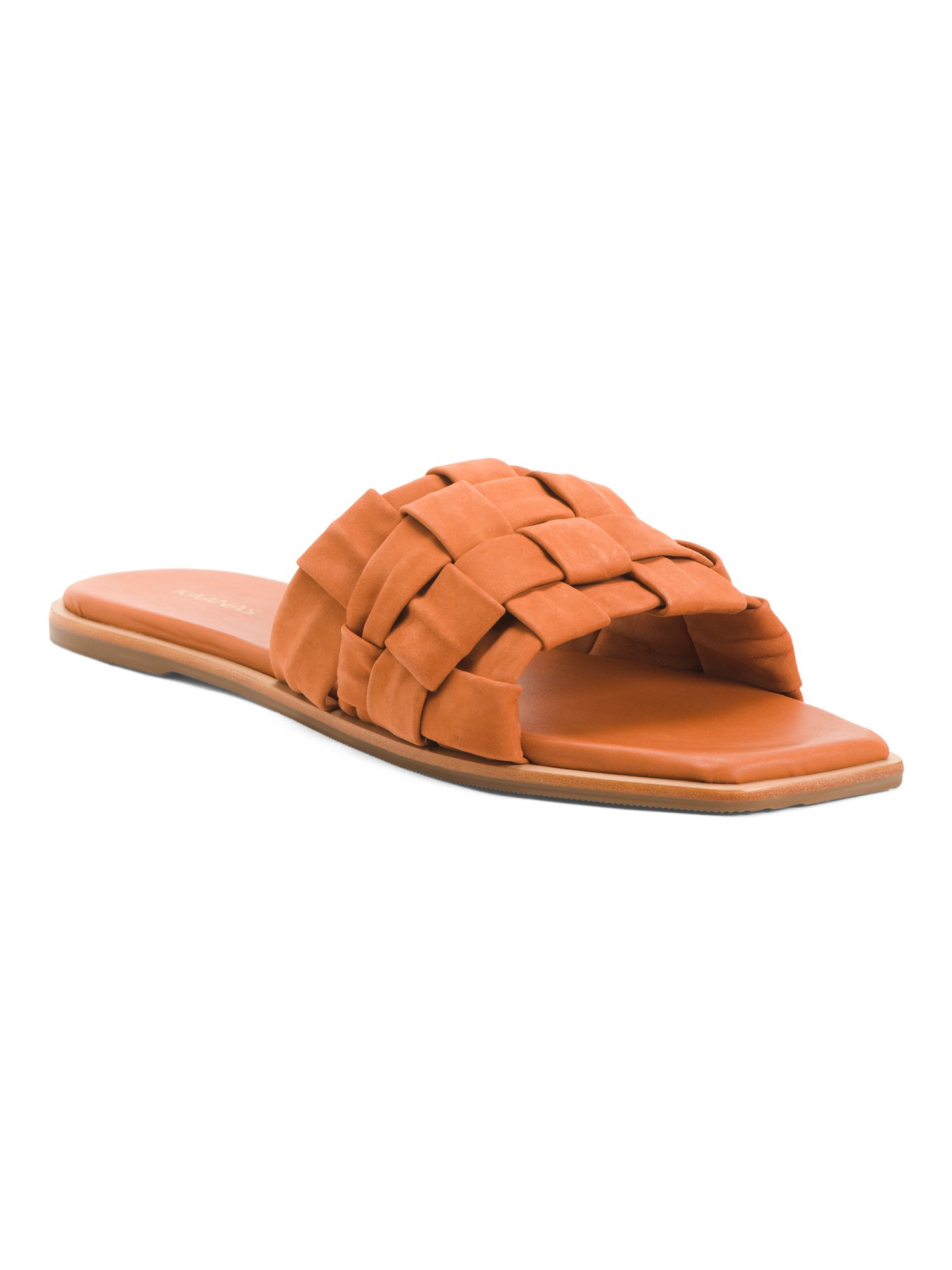 Made In Brazil Leather Belinha Basketweave Slide Sandals | Marshalls