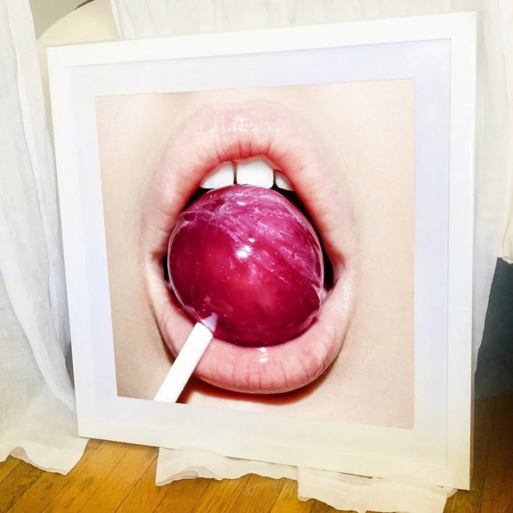 Lips Pillow Talk: Keep Calm & Suck My Lollipop Framed Print | ArtSugar