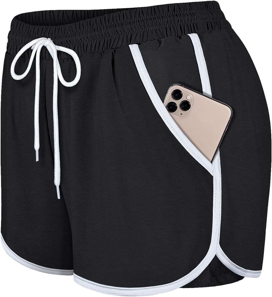 Blevonh Womens 2 in1 Running Athletic Workout Yoga Shorts with Pockets S-XXXL | Amazon (US)